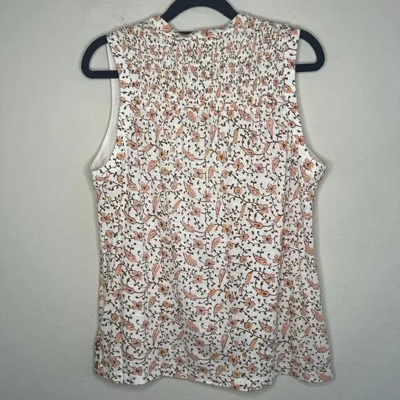 Lucky Brand Cream Floral Sleeveless Tank Top - Size S - Picture 4 of 4